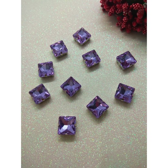 Стразы в цапах "Квадрат" цв. сиреневый, цена за 1 шт